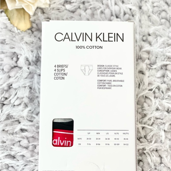 NWT 4PK CALVIN KLEIN 100% COTTON CLASSIC FIT BRIEF Black multicolored band SZ XL - Picture 5 of 5